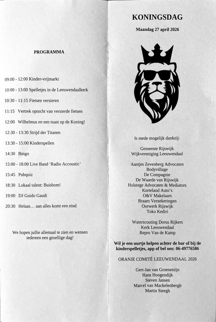 Leeuwendaal Koningsdag 2026